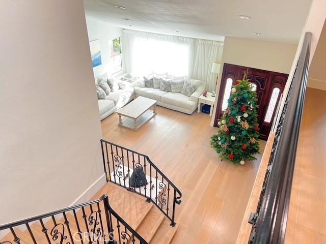 interior space with hardwood / wood-style floors