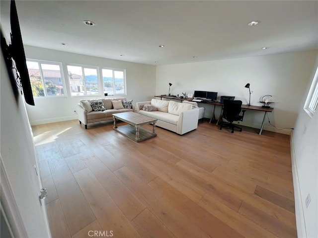 living room featuring light hardwood / wood-style floors