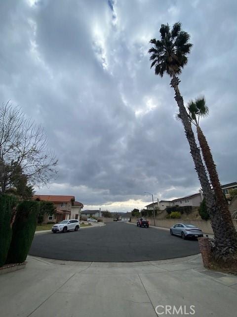 view of street featuring driveway and street lighting