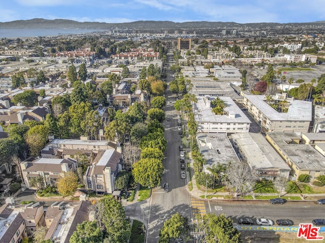 drone / aerial view featuring a mountain view