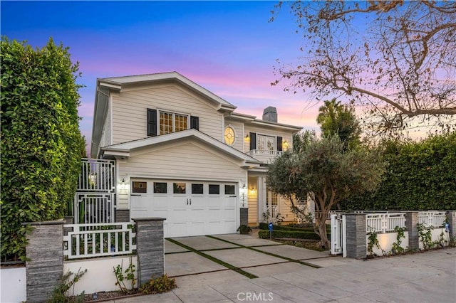 view of front of home with a garage