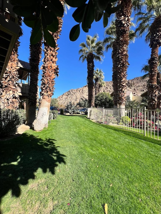 view of yard featuring a mountain view