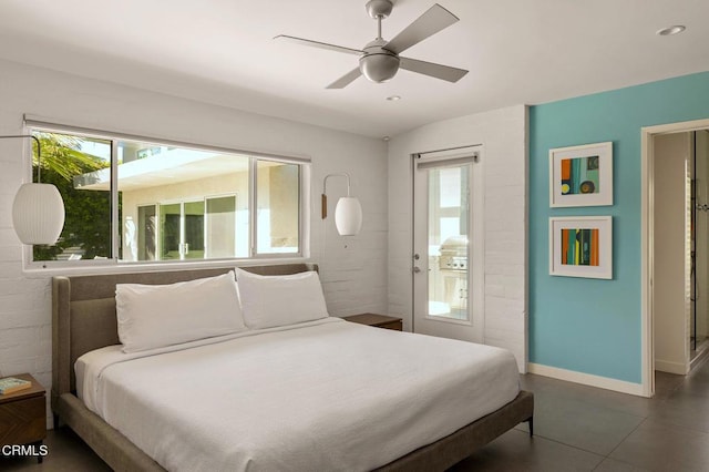 bedroom featuring ceiling fan