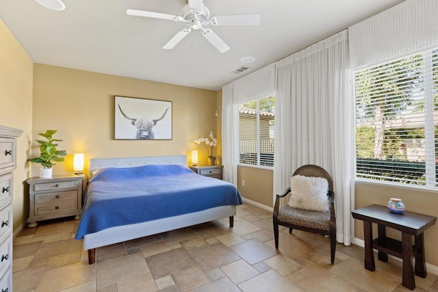 bedroom featuring ceiling fan