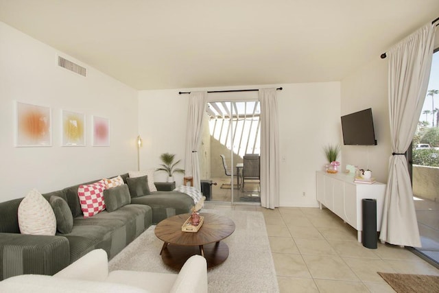 view of tiled living room