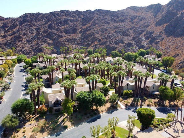 bird's eye view with a mountain view