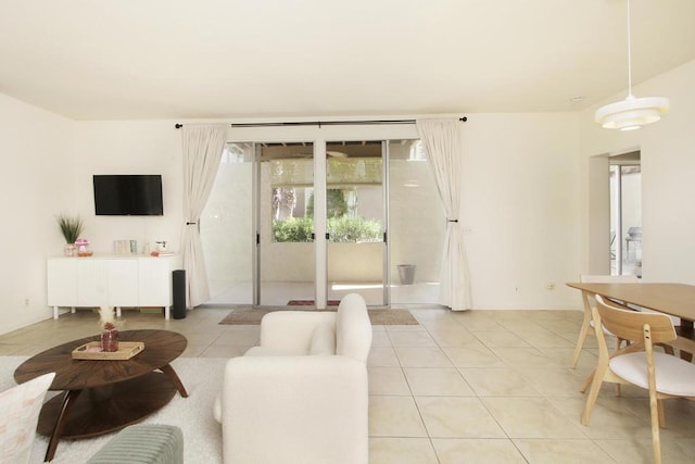 view of tiled living room