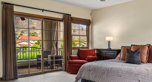 bedroom with carpet floors and multiple windows