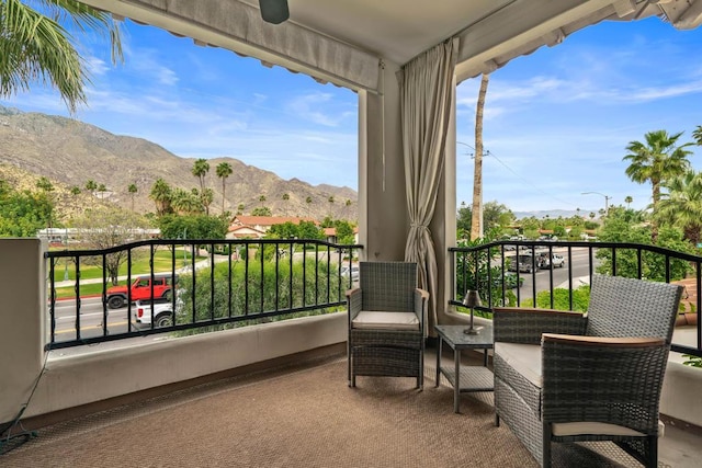 balcony with a mountain view