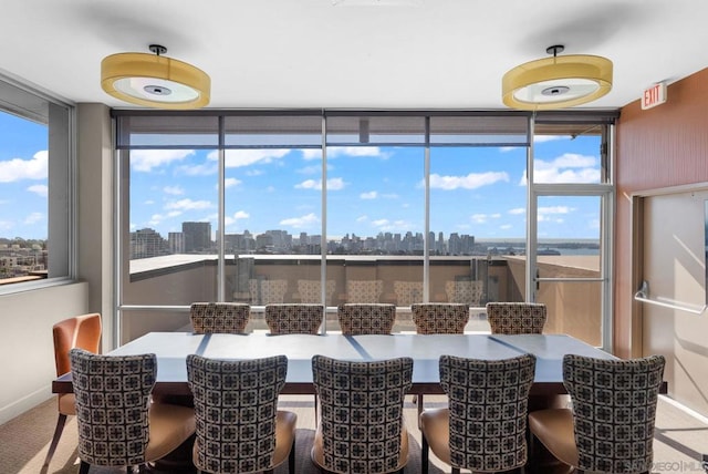 dining area with carpet