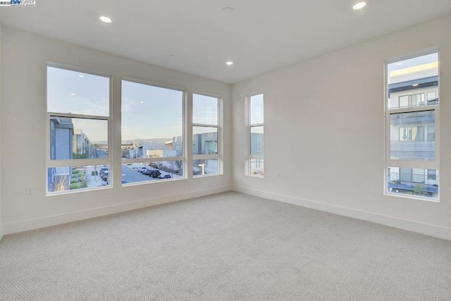 unfurnished room featuring plenty of natural light and carpet