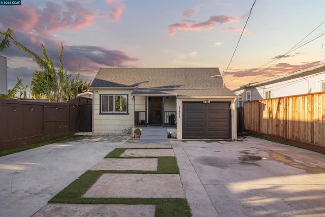 view of front of house with a garage