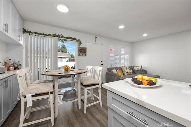 kitchen with dark hardwood / wood-style floors