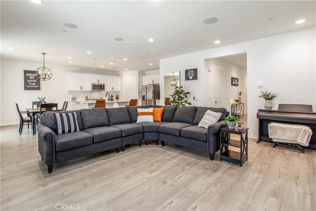 living room featuring light hardwood / wood-style floors