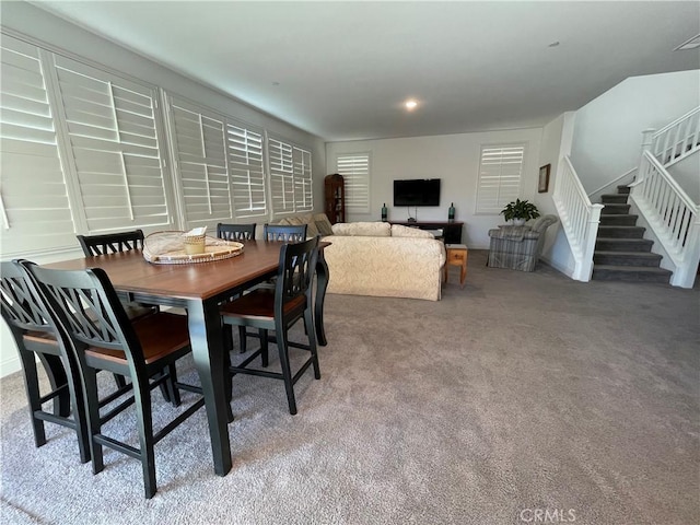 dining area with carpet floors