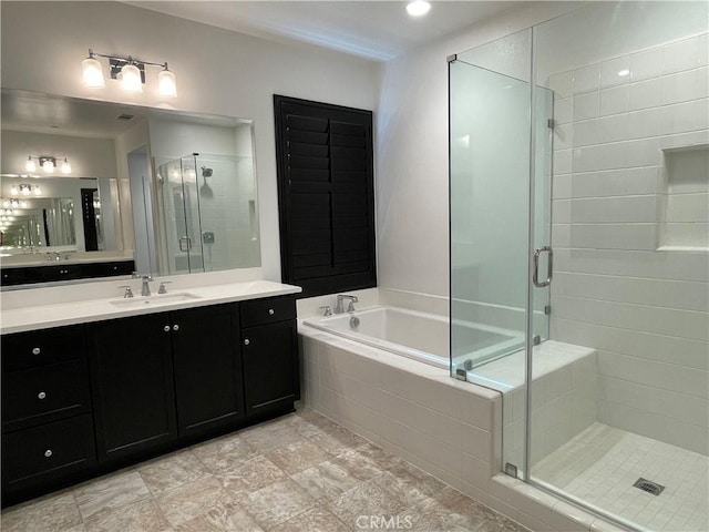 24445 Paxton Ln, Lake Elsinore, CA 92532 - bathroom featuring vanity, a bath, and a stall shower