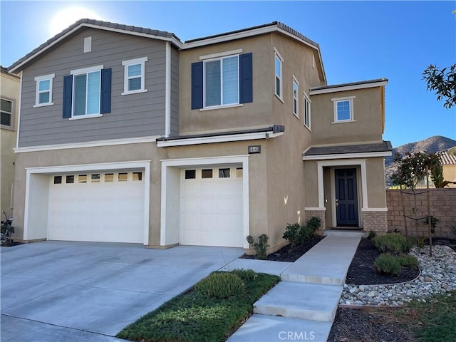 view of front of house with a garage