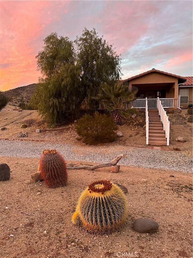 view of yard at dusk