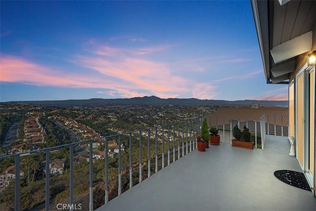 balcony featuring a mountain view