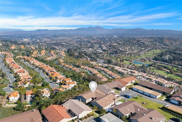 birds eye view of property featuring a residential view and a mountain view