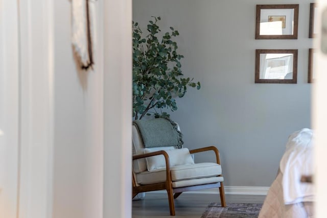 living area with wood-type flooring