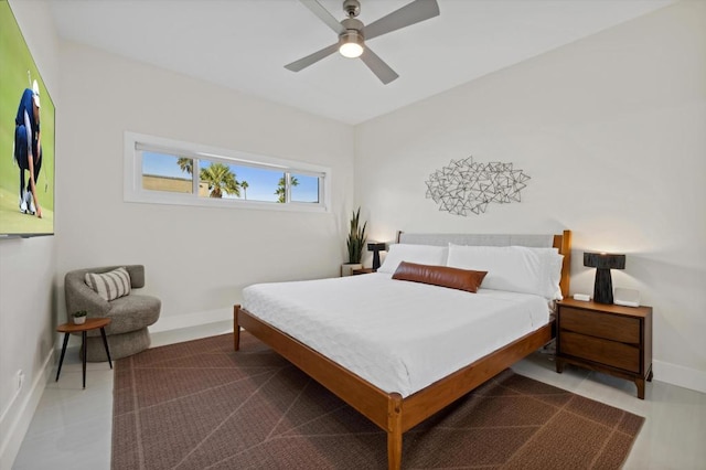 bedroom featuring ceiling fan