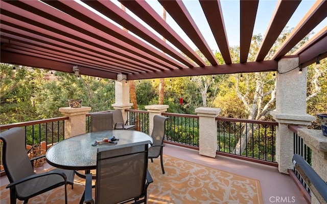 view of patio / terrace with outdoor dining area and a pergola