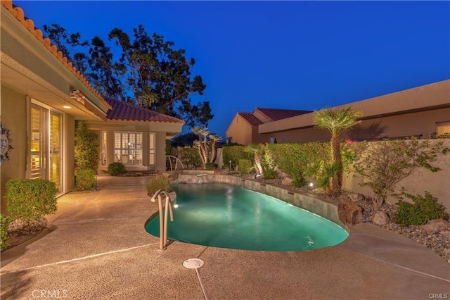 view of pool featuring a fenced in pool and a patio