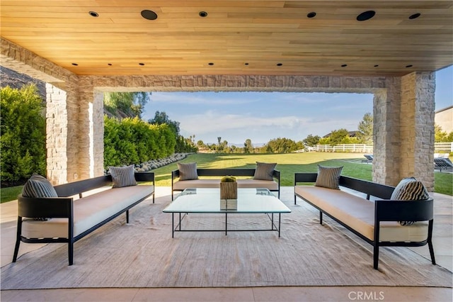 view of patio / terrace featuring an outdoor living space