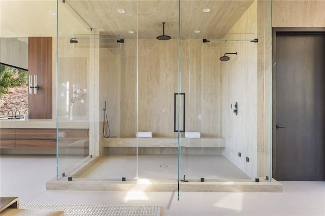 bathroom featuring an enclosed shower