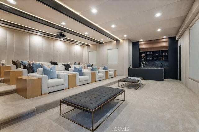 view of carpeted home theater