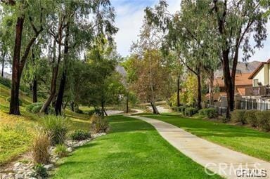 view of property's community with a yard