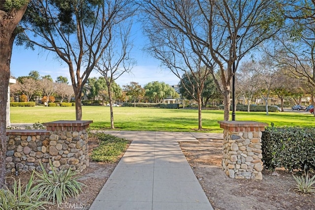 view of property's community with a yard