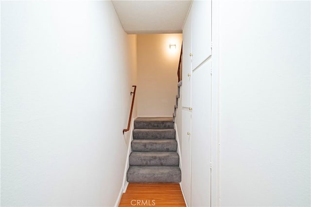 stairs with hardwood / wood-style floors