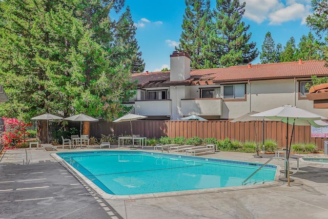 view of pool featuring a patio area