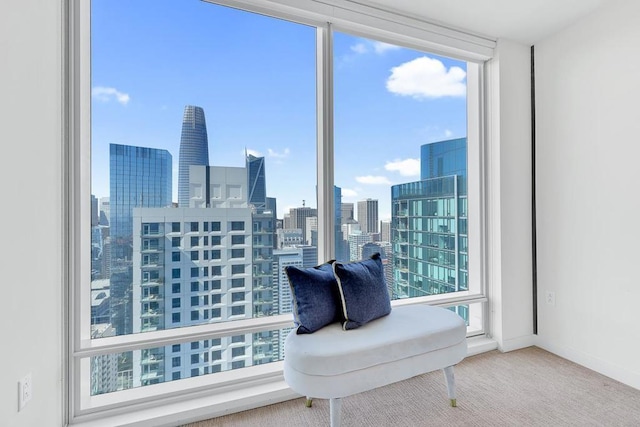 sitting room with floor to ceiling windows