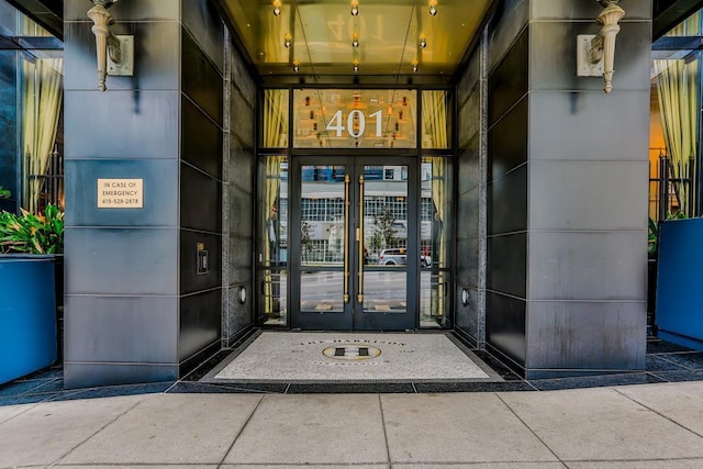 property entrance with french doors