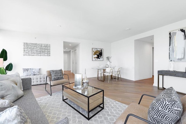 living room with wood-type flooring