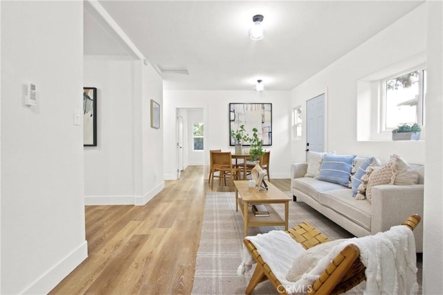 living room with light wood-type flooring