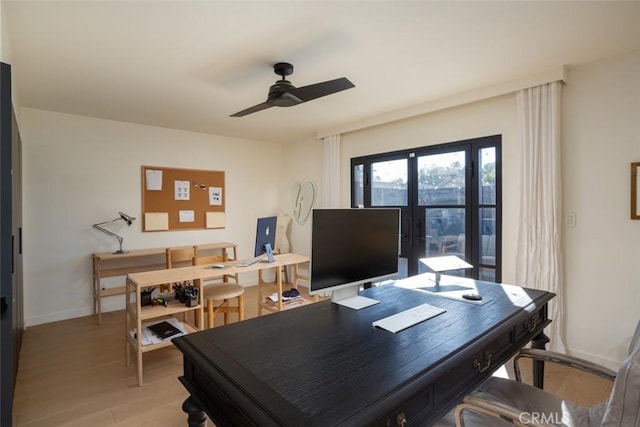 335 Flint Ave, Long Beach, CA 90814 - office space featuring a ceiling fan, light wood-style flooring, and baseboards