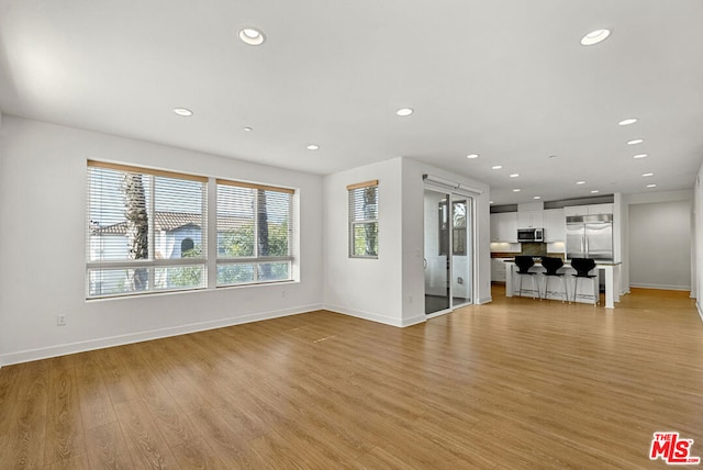 unfurnished living room featuring light hardwood / wood-style floors