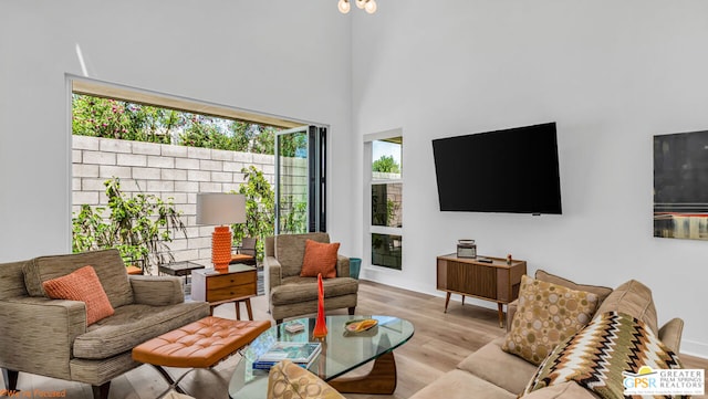 living room featuring light hardwood / wood-style floors