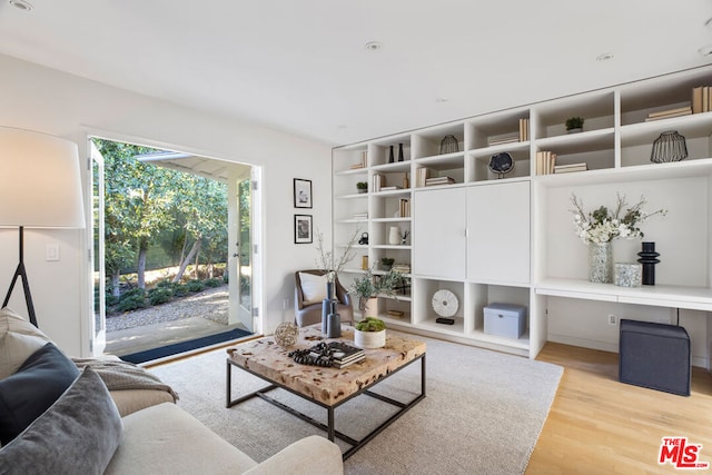 living room featuring light wood-type flooring