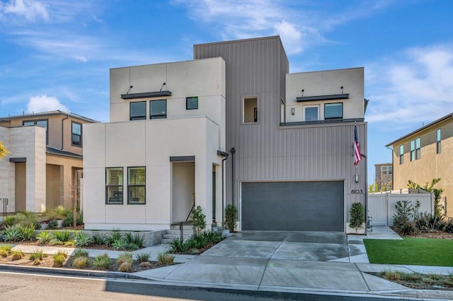 contemporary home featuring a garage