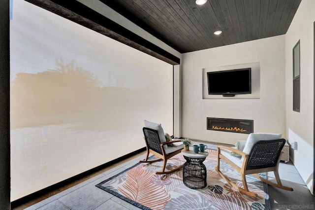 interior space featuring an outdoor living space with a fireplace