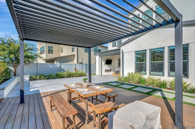 deck featuring a pergola and a patio