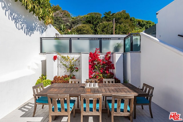 balcony with a patio area