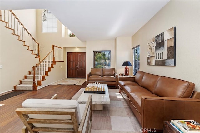 living room featuring wood-type flooring