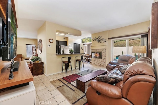 view of tiled living room