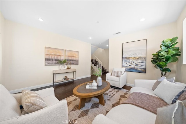 living room featuring hardwood / wood-style floors